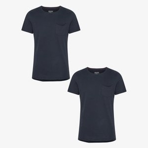2PACK RUNDHALS STRETCH KURZARM EINFARBIGES - Basic T-shirt - blau 2PACK RUNDHALS STRETCH KURZARM EINFARBIGES - Basic T-shirt - blau