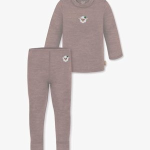 BABY WINTER MERINO UNTERWÄSCHE SET FEINSTRICK WOLLPULLOVER UND HOSE - Base layer - rosa BABY WINTER MERINO UNTERWÄSCHE SET FEINSTRICK WOLLPULLOVER UND HOSE - Base layer - rosa