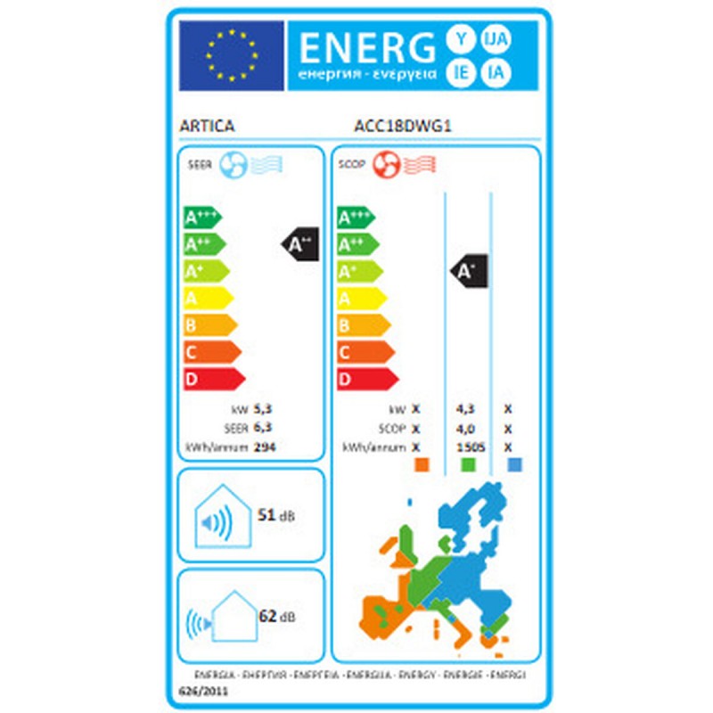 Кондиционер с воздушными трубами Artica ACC18DWG1 Wi-Fi A++