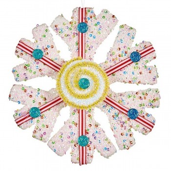 Новогоднее украшение Krist+ Белый Красный Снежинки 17 x 6 x 17 cm (8 штук)