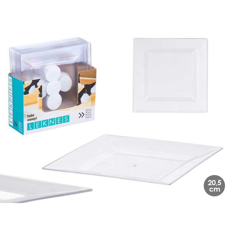 Набор посуды Leknes Прозрачный полистирол Пластик 20,3 x 1,5 x 20,3 cm (24 штук)