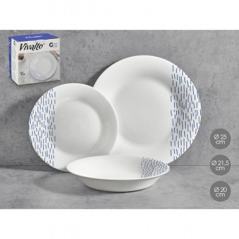 Посуда Vivalto Синий Белый Опаловое стекло Дождь 18 Предметы (2 штук)