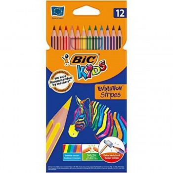 Цветные карандаши Bic KIDS EVOLUTION STRIPES Разноцветный 12 Предметы (12 штук)