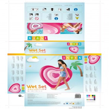 Надувной матрас Intex Сердце 135 x 155 x 25 cm Розовый (6 штук)