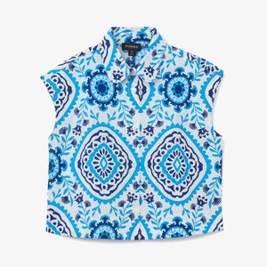 SLEEVELESS IN PURE WITH PRINT - Top - blue white SLEEVELESS IN PURE WITH PRINT - Top - blue white