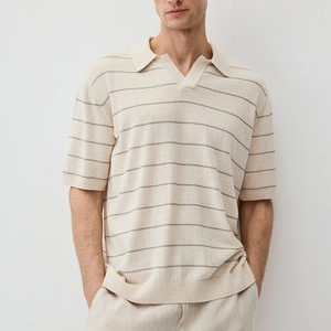 MIT STREIFEN UND OFFENEM KRAGEN - Polo shirt - weiß MIT STREIFEN UND OFFENEM KRAGEN - Polo shirt - weiß
