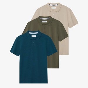3 PACK SLIM - Polo shirt - dark blue/khaki/tan 3 PACK SLIM - Polo shirt - dark blue/khaki/tan