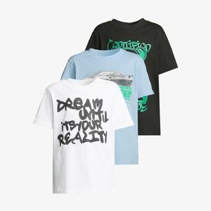 3 PACK - KURZARM - TEDDY CAR GRAFFITI - Print T-shirt - black white balticblue 3 PACK - KURZARM - TEDDY CAR GRAFFITI - Print T-shirt - black white balticblue