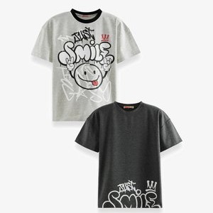 2ER-PACK JUST SMILE - Print T-shirt - grau 2ER-PACK JUST SMILE - Print T-shirt - grau