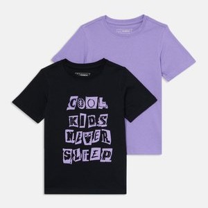 2 PACK UNISEX - Print T-shirt - black/dark purple