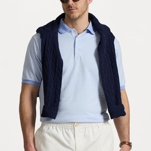 HOUNDSTOOTH JERSEY POLO SHIRT - Polo shirt - dress shirt blue/white HOUNDSTOOTH JERSEY POLO SHIRT - Polo shirt - dress shirt blue/white