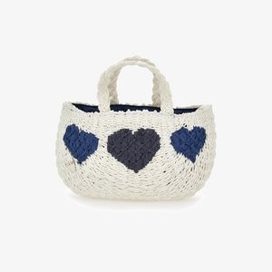BORSA BEACH HEART - Handbag - bianco/blu BORSA BEACH HEART - Handbag - bianco/blu