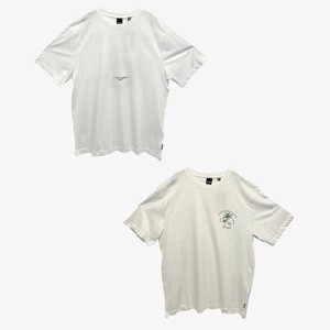 2ER PACK GESCHNITTEN RUNDHALS KURZARM - Print T-shirt - weiß beige 2ER PACK GESCHNITTEN RUNDHALS KURZARM - Print T-shirt - weiß beige
