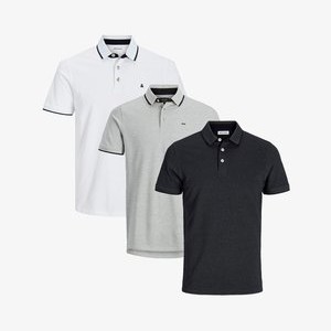 3ER PACK  - Polo shirt - weiß grau schwarz