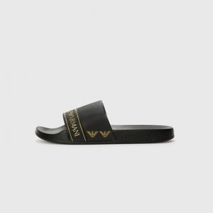 WATER SPORTS UNISEX - Pool slides - full black/gold WATER SPORTS UNISEX - Pool slides - full black/gold