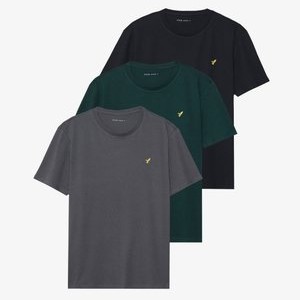 3 PACK - Basic T-shirt - dark green/mottled dark grey/black 3 PACK - Basic T-shirt - dark green/mottled dark grey/black