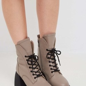 WINTER BOOTS - Platform ankle boots - beige WINTER BOOTS - Platform ankle boots - beige