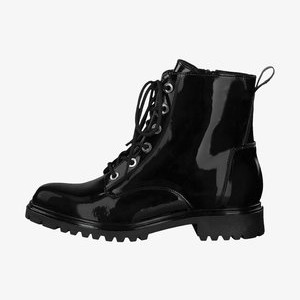 Platform ankle boots - black patent