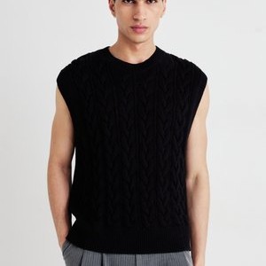 CABLE VEST - Top - black CABLE VEST - Top - black