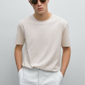 ROUNDED COLLAR LIGHTWEIGHT - Basic T-shirt - sand ROUNDED COLLAR LIGHTWEIGHT - Basic T-shirt - sand