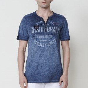 DE MANGA CORTA CON ABERTURA DEL CUELLO - Print T-shirt - dark blue DE MANGA CORTA CON ABERTURA DEL CUELLO - Print T-shirt - dark blue