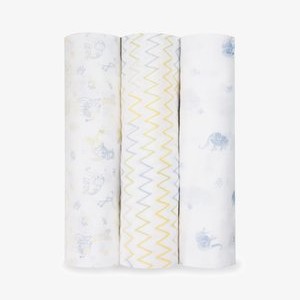 BABY MULLTUCH-SET - Baby blanket - weiss-blau elefant BABY MULLTUCH-SET - Baby blanket - weiss-blau elefant