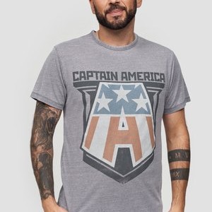 CAPTAIN AMERICA BADGE - Print T-shirt - grey CAPTAIN AMERICA BADGE - Print T-shirt - grey