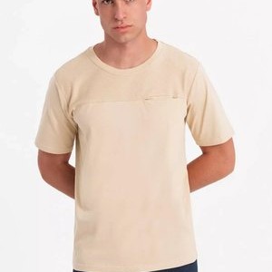 WITH POCKET  - Basic T-shirt - beige WITH POCKET  - Basic T-shirt - beige