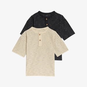 2 PACK STRIPE - Print T-shirt - black mix 2 PACK STRIPE - Print T-shirt - black mix