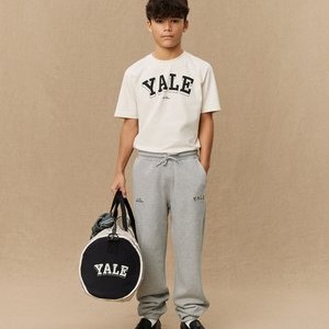 YALE UNISEX - Tracksuit bottoms - light grey melange/black YALE UNISEX - Tracksuit bottoms - light grey melange/black