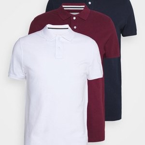 3 PACK SLIM - Polo shirt - bordeaux/white/dark blue 3 PACK SLIM - Polo shirt - bordeaux/white/dark blue