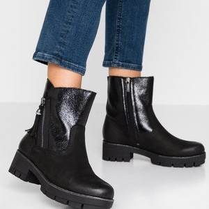 Platform ankle boots - black/black metallic