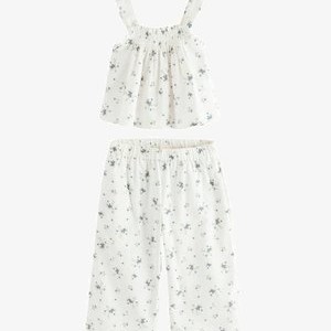 REGULAR FIT - DITSY FLORAL SET - Trousers - white blue REGULAR FIT - DITSY FLORAL SET - Trousers - white blue