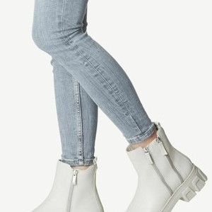 Platform ankle boots - pale grey
