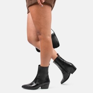 CLAIRE WESTERN - Cowboy/biker ankle boot - black with animal print CLAIRE WESTERN - Cowboy/biker ankle boot - black with animal print