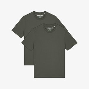 2ER MULTIPACK - Basic T-shirt - khaki 2ER MULTIPACK - Basic T-shirt - khaki