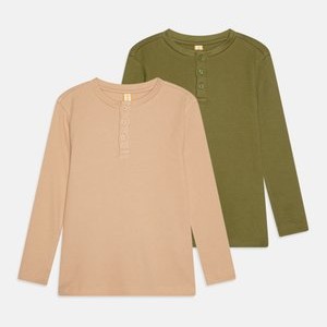 2 PACK - Long sleeved top - beige/olive 2 PACK - Long sleeved top - beige/olive