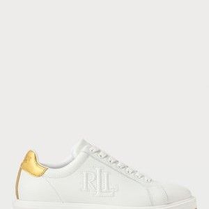 AINSLEY METALLIC-TRIM LEATHER SNEAKER - Trainers - snow white/modern gold AINSLEY METALLIC-TRIM LEATHER SNEAKER - Trainers - snow white/modern gold