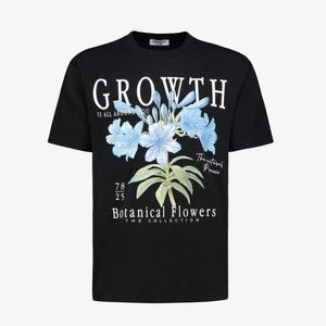 BOTANISCHES MIT BLUMENDRUCK UND POSITIVEM SCHRIFTZUG - Print T-shirt - schwarz BOTANISCHES MIT BLUMENDRUCK UND POSITIVEM SCHRIFTZUG - Print T-shirt - schwarz