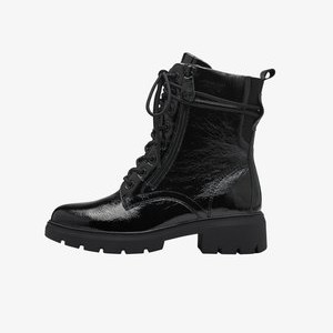 Platform ankle boots - black patent