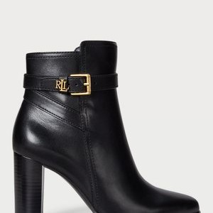 BROOKE II BURNISHED LEATHER BOOTIE HEEL - High heeled ankle boots - black BROOKE II BURNISHED LEATHER BOOTIE HEEL - High heeled ankle boots - black
