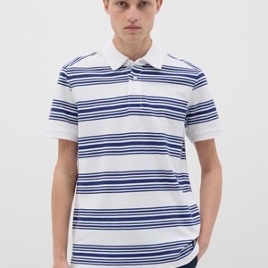 STRIPED - Polo shirt - white blue STRIPED - Polo shirt - white blue
