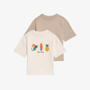 2 PACK EMBROIDERED AND STRIPE - Print T-shirt - multi