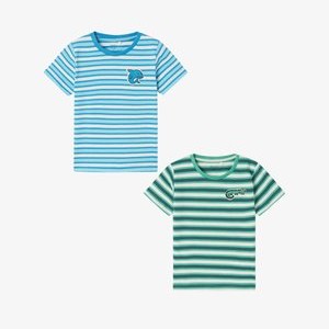 2ER-SET DESIGN RUNDHALS KURZARM - Print T-shirt - grünblau