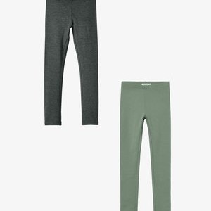 2ER-SET - Leggings - Trousers - grau grün