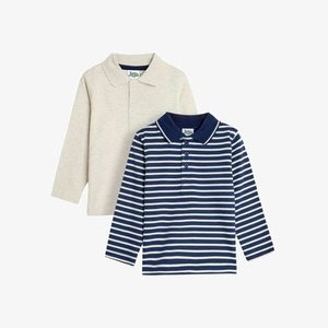 2 PACK- REGULAR FIT - Polo shirt - navy ecru stripe