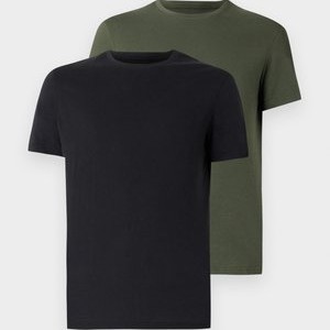 2 PACK - Basic T-shirt - black/khaki 2 PACK - Basic T-shirt - black/khaki