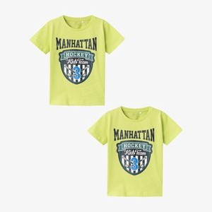 2ER-PACK RUNDHALS KURZARM BEQUEMES - Print T-shirt - hellgrün