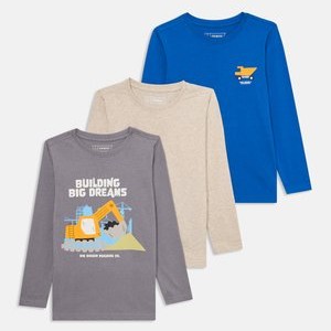 3 PACK - Long sleeved top - grey/white/blue