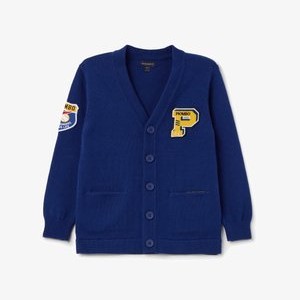 WITH V NECK AND LOGO PATCH - Cardigan - royal blue